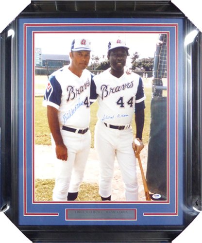 Hank Aaron & Eddie Mathews Autographed Framed 16X20 Photo Atlanta Braves PSA/DNA