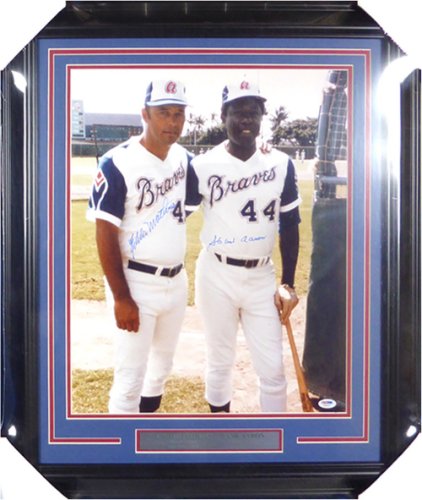 Hank Aaron & Eddie Mathews Autographed Signed Framed 16X20 Photo Atlanta Braves PSA/DNA 