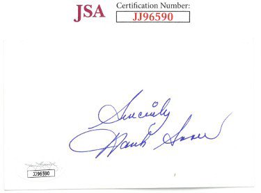 Hank Snow signed 3x5 Index Card Sincerely- JSA #JJ96590 (Country Music)