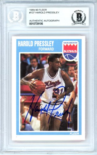 Harold Pressley Autographed 1989-90 Fleer Card #137 Sacramento Kings Beckett Beckett