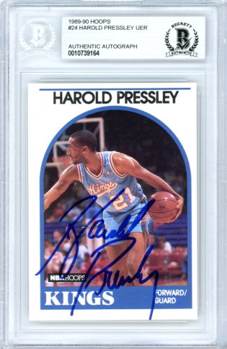 Harold Pressley Autographed Signed 1989-90 Hoops Card #24 Sacramento Kings Beckett Beckett 