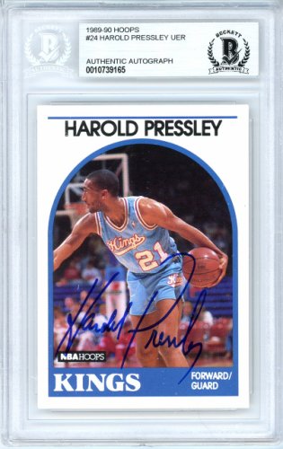 Harold Pressley Autographed Signed 1989-90 Hoops Card #24 Sacramento Kings Beckett Beckett 