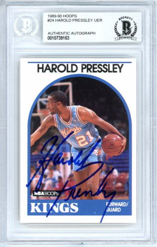 Harold Pressley Autographed Signed 1989-90 Hoops Card #24 Sacramento Kings Beckett Beckett 