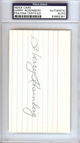 Harry Rosenberg Autographed 3X5 Index Card New York Giants PSA/DNA