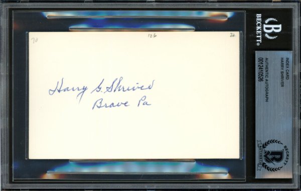 Harry Shriver Autographed Signed 3X5 Index Card Brooklyn Dodgers Beckett Beckett 