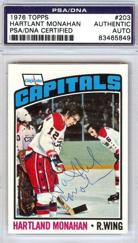 Hartlant Monahan Autographed 1976 Topps Card #203 Washington Capitals PSA/DNA