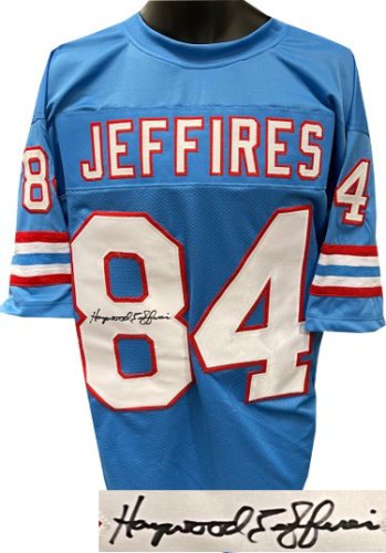 Haywood Jeffires signed Blue TB Custom Stitched Pro Style Football Jersey XL