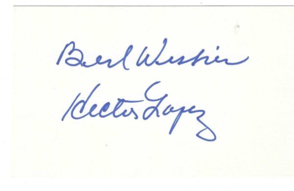 Hector Lopez Autographed Signed 3X5 Index Card - Autographs