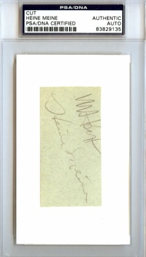 Heine Meine Autographed 1.5X3 Cut Signature Pittsburgh Pirates PSA/DNA