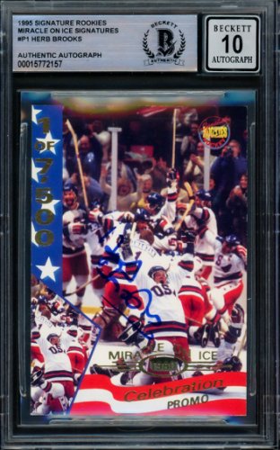 Herb Brooks Autographed Signed 1995 Signature Rookies Card #P1 1980 Team Usa Auto Grade Gem Mint 10 Beckett Beckett 