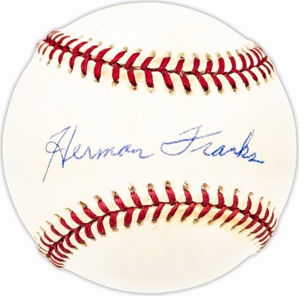 Herman Franks Autographed Signed Official Nl Baseball Brooklyn Dodgers Beckett Beckett Qr #Bm25193 