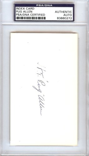 Horace Pug Allen Autographed 3X5 Index Card Brooklyn Dodgers PSA/DNA