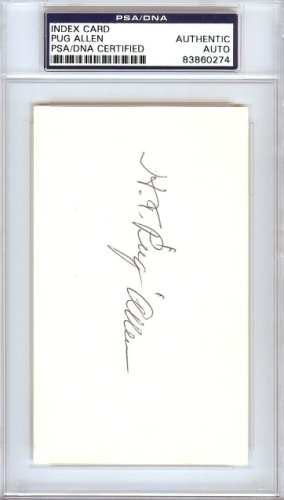 Horace Pug Allen Autographed Signed 3X5 Index Card Brooklyn Dodgers PSA/DNA 