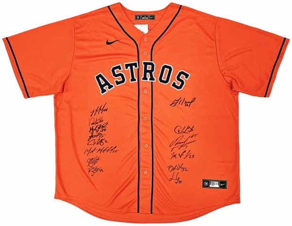 Houston Astros 2022 World Series Champion Autographed Signed Orange Nike Jersey Size Xxl With 14 Signatures Including Jose Altuve & Yordan Alvarez Beckett Beckett Witness #220890 