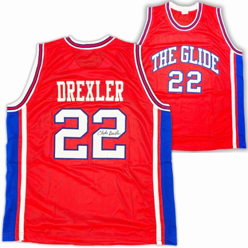 Houston Cougars Clyde Drexler Autographed Signed Red Jersey JSA 