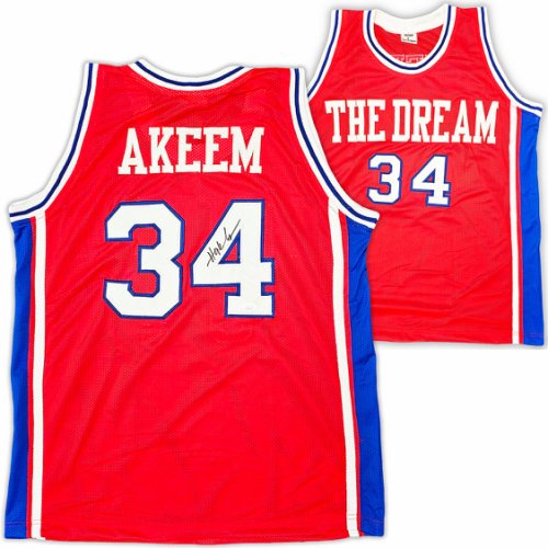 Houston Cougars Hakeem Olajuwon Autographed Signed Red Jersey JSA 