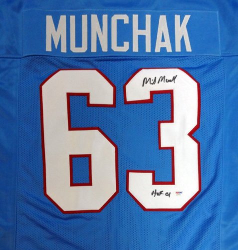 Houston Oilers Mike Munchak Autographed Signed Blue Jersey "HOF 2001" PSA/DNA 