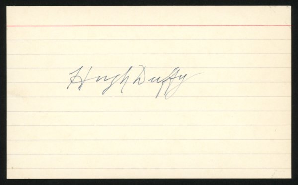 Hugh Duffy Autographed 3X5 Index Card Boston Red Sox JSA