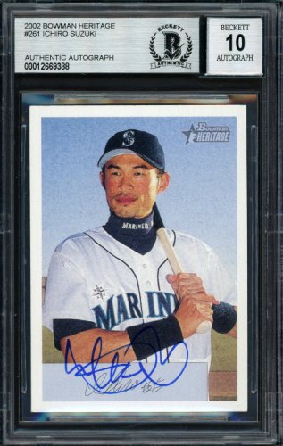 Ichiro Suzuki Autographed Signed 2002 Bowman Heritage Card #261 Seattle Mariners Auto Grade 10 Beckett Beckett 