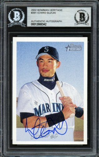 Ichiro Suzuki Autographed Signed 2002 Bowman Heritage Card #261 Seattle Mariners Beckett Beckett 
