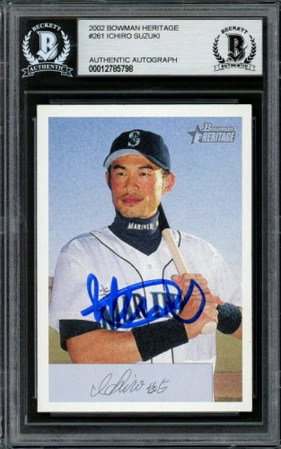 Ichiro Suzuki Autographed Signed 2002 Bowman Heritage Card #261 Seattle Mariners Beckett Beckett 