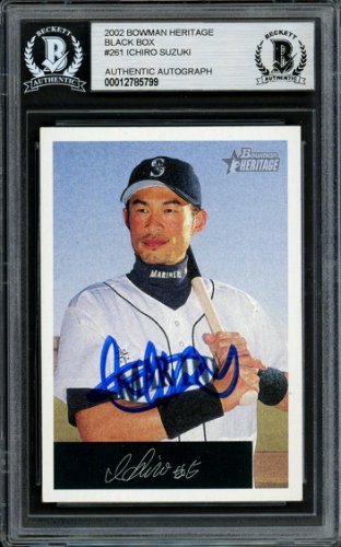 Ichiro Suzuki Autographed Signed 2002 Bowman Heritage Card #261 Seattle Mariners Black Box Beckett Beckett 