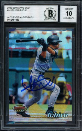 Ichiro Suzuki Autographed Signed 2002 Bowman's Best Card #51 Seattle Mariners Auto Grade 10 Beckett Beckett 