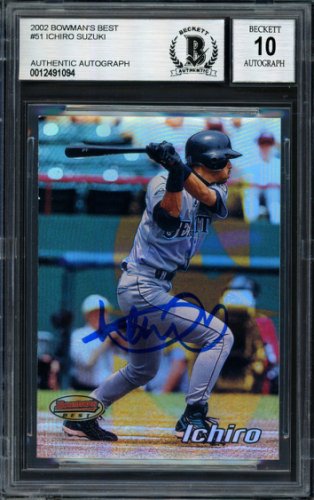 Ichiro Suzuki Autographed Signed 2002 Bowman's Best Card #51 Seattle Mariners Auto Grade 10 Beckett Beckett 