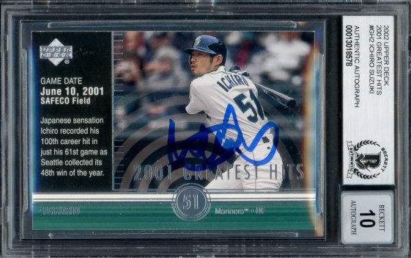 Ichiro Suzuki Autographed Signed 2002 UDA Greatest Hits Card #Gh2 Seattle Mariners Auto Grade Gem Mint 10 Beckett Beckett 