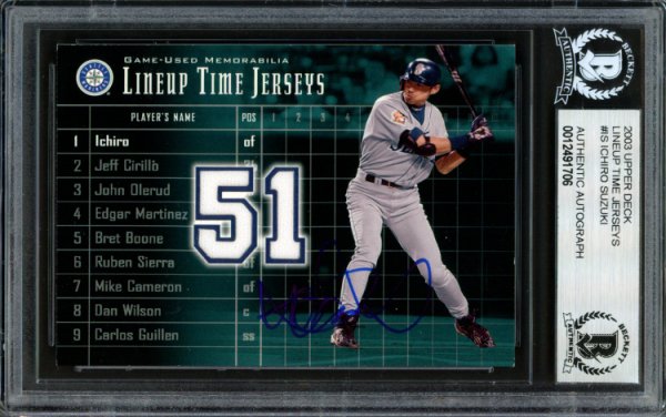 Ichiro Suzuki Autographed Signed 2002 UDA Lineup Time Jerseys Card #Lt-Is Seattle Mariners Beckett Beckett 