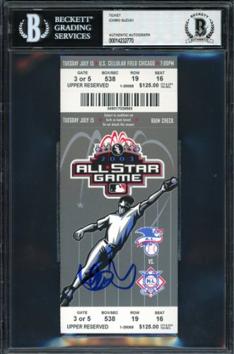 Ichiro Suzuki Autographed Signed 2003 All Star Game Ticket 2003 All Star Game Ticket Seattle Mariners Beckett Beckett 