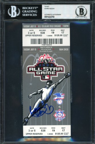 Ichiro Suzuki Autographed Signed 2003 All Star Game Ticket 2003 All Star Game Ticket Seattle Mariners Beckett Beckett 