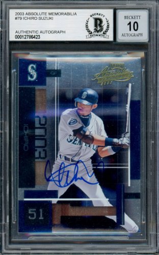 Ichiro Suzuki Autographed Signed 2003 Playoff Absolute Memorabilia Card #79 Seattle Mariners Auto Grade Gem Mint 10 Beckett Beckett 