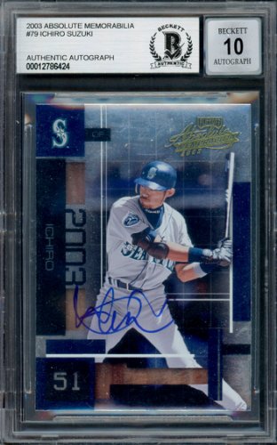 Ichiro Suzuki Autographed Signed 2003 Playoff Absolute Memorabilia Card #79 Seattle Mariners Auto Grade Gem Mint 10 Beckett Beckett 