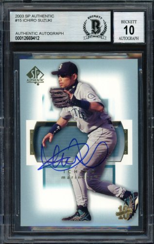 Ichiro Suzuki Autographed Signed 2003 Sp Authentic Card #15 Seattle Mariners Auto Grade 10 Beckett Beckett 