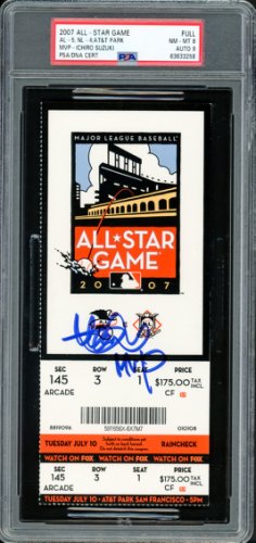 Ichiro Suzuki Autographed Signed 2007 All Star Game Ticket Seattle Mariners PSA Auto Grade Mint 9 "MVP" PSA/DNA 