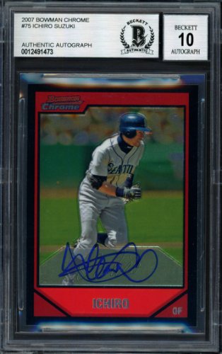 Ichiro Suzuki Autographed Signed 2007 Bowman Chrome Card #75 Seattle Mariners Auto Grade 10 Beckett Beckett 