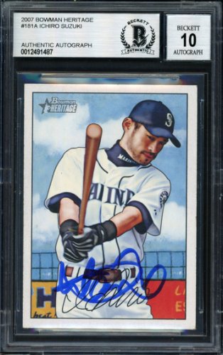 Ichiro Suzuki Autographed Signed 2007 Bowman Heritage Card #181 Seattle Mariners Auto Grade 10 Beckett Beckett 