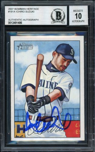 Ichiro Suzuki Autographed Signed 2007 Bowman Heritage Card #181 Seattle Mariners Auto Grade 10 Beckett Beckett 