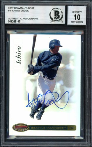 Ichiro Suzuki Autographed Signed 2007 Bowman's Best Card #4 Seattle Mariners Auto Grade 10 Beckett Beckett 