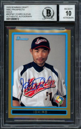 Ichiro Suzuki Autographed Signed 2009 Bowman Draft Gold Card #Bdpw1 Japan Auto Grade 10 Beckett Beckett 