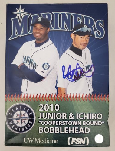 Ichiro Suzuki Autographed Signed 2010 Cooperstown Bound With Ken Griffey Jr. Bobblehead Box Seattle Mariners Is Holo #193664 