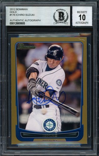 Ichiro Suzuki Autographed Signed 2012 Bowman Gold Card #176 Seattle Mariners Auto Grade 10 Beckett Beckett 