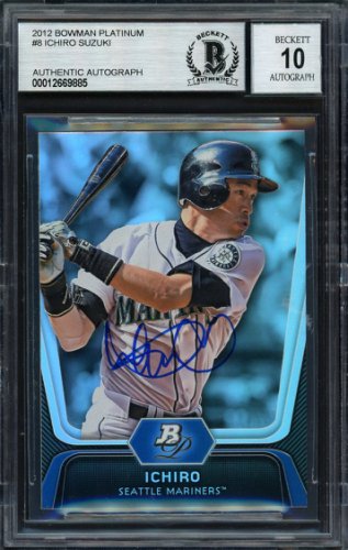 Ichiro Suzuki Autographed Signed 2012 Bowman Platinum Card #8 Seattle Mariners Auto Grade 10 Beckett Beckett 