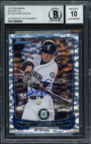Ichiro Suzuki Autographed Signed 2012 Bowman Silver Ice Card #176 Seattle Mariners Auto Grade 10 Beckett Beckett 