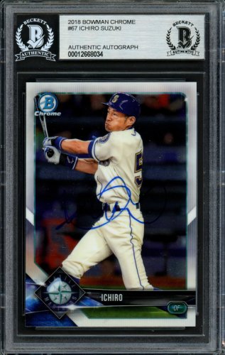 Ichiro Suzuki Autographed Signed 2018 Bowman Chrome Card #67 Seattle Mariners Beckett Beckett 