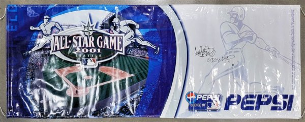 Ichiro Suzuki Autographed Signed 36X96 2001 All Star Game Used Stadium Pepsi Banner Seattle Mariners "01 Roy/MVP" Is Holo #209179 