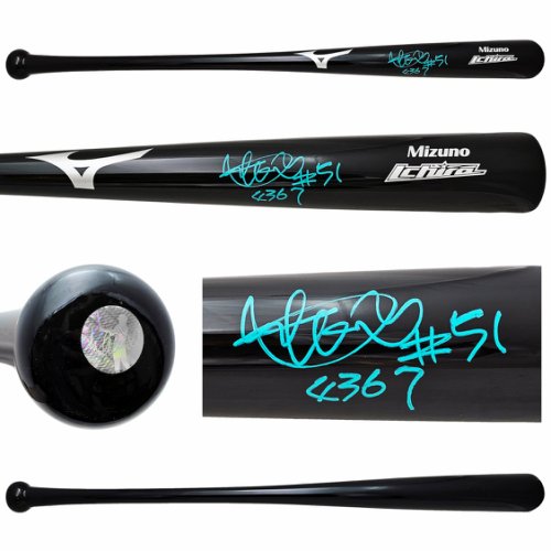 Ichiro Suzuki Autographed Signed Black Mizuno Player Model Bat Seattle Mariners "#51, 4367" Is Holo #212166 