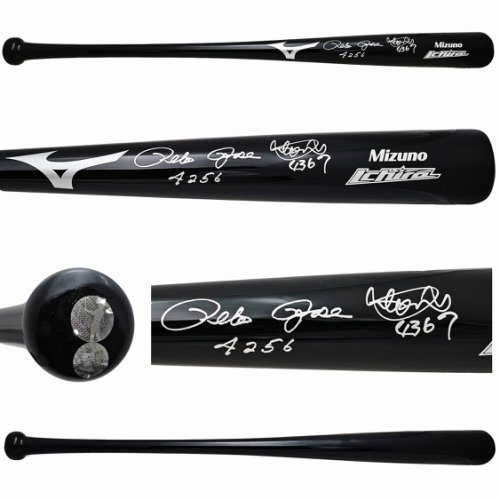 Ichiro Suzuki & Pete Rose Autographed Signed Black Mizuno Player Model Bat Seattle Mariners "Hits" Pr Holo & Is Holo #212164 