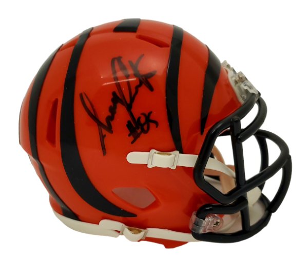 Isaac Curtis Cincinnati Bengals Autographed Signed Speed Mini Helmet w/ Cut Stripe - Beckett Authentic 